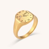 Stainless Steel Simple Style Letter Clock Plating Inlay Zircon Rings main image 6