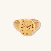 Stainless Steel Simple Style Letter Clock Plating Inlay Zircon Rings main image 4