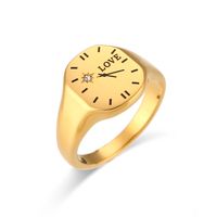 Stainless Steel Simple Style Letter Clock Plating Inlay Zircon Rings main image 5