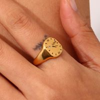 Stainless Steel Simple Style Letter Clock Plating Inlay Zircon Rings main image 3