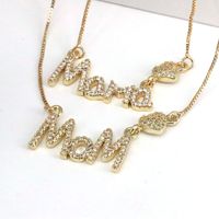 Copper Vintage Style Letter Plating Inlay Zircon Pendant Necklace main image 5