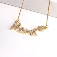 Copper Vintage Style Letter Plating Inlay Zircon Pendant Necklace main image 3
