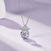 Sterling Silver Elegant Queen Crown Gra Plating Inlay Moissanite Pendant Necklace main image 2