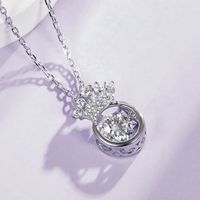 Sterling Silver Elegant Queen Crown Gra Plating Inlay Moissanite Pendant Necklace main image 5