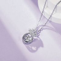 Sterling Silver Elegant Queen Crown Gra Plating Inlay Moissanite Pendant Necklace main image 4
