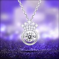 Sterling Silver Elegant Queen Crown Gra Plating Inlay Moissanite Pendant Necklace main image 8