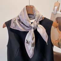 Women's Simple Style Flower Polyester Silk Scarf main image 3