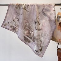 Women's Simple Style Flower Polyester Silk Scarf sku image 1