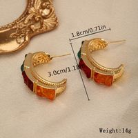 1 Pair Glam Retro C Shape Heart Shape Flower Plating Inlay Copper Artificial Crystal Zircon Ear Studs sku image 3
