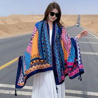 Women's Casual Elegant Argyle Cotton And Linen Shawl sku image 1