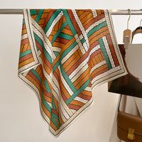 Women's Simple Style Color Block Stripe Polyester Silk Scarf sku image 1