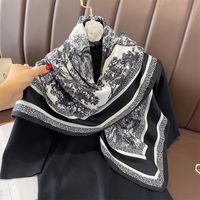 Women's Classical Square Flower Polyester Silk Scarf main image 3