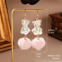 1 Pair Cute Sweet Bear Resin Copper Drop Earrings main image 2