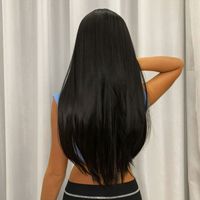 Women's Casual Sexy Black Holiday Home Chemical Fiber Centre Parting Long Straight Hair Wig Net main image 8