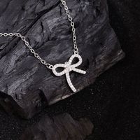 Copper Simple Style Bow Knot Plating Inlay Rhinestones Pendant Necklace main image 3