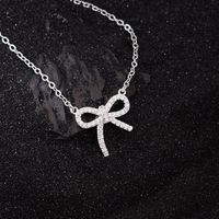 Copper Simple Style Bow Knot Plating Inlay Rhinestones Pendant Necklace main image 1