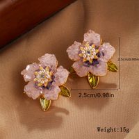 1 Paire Élégant Glamour Fleur Émail Placage Incruster Le Cuivre Perles Artificielles Zircon Boucles D'oreilles sku image 3