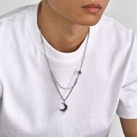 Style Simple Star Lune Acier Inoxydable 201 Alliage Hommes Pendentif main image 3