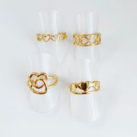 Stainless Steel Titanium Steel 14K Gold Plated Vintage Style Plating Double Heart Open Rings main image 1