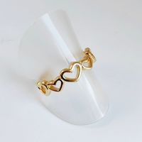 Stainless Steel Titanium Steel 14K Gold Plated Vintage Style Plating Double Heart Open Rings sku image 1