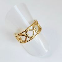 Stainless Steel Titanium Steel 14K Gold Plated Vintage Style Plating Double Heart Open Rings sku image 2