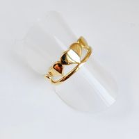Stainless Steel Titanium Steel 14K Gold Plated Vintage Style Plating Double Heart Open Rings sku image 4
