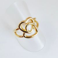 Stainless Steel Titanium Steel 14K Gold Plated Vintage Style Plating Double Heart Open Rings sku image 3