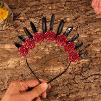Women's Punk Geometric Solid Color Flower Synthetic Resin Gem Hair Band sku image 1
