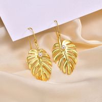 1 Pair Vintage Style Leaves Plating Brass Gold Plated Drop Earrings main image 3