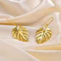 1 Pair Vintage Style Leaves Plating Brass Gold Plated Drop Earrings main image 1