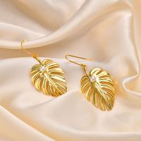 1 Pair Vintage Style Leaves Plating Brass Gold Plated Drop Earrings main image 4