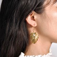 1 Pair Vintage Style Leaves Plating Brass Gold Plated Drop Earrings main image 5