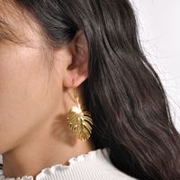 1 Pair Vintage Style Leaves Plating Brass Gold Plated Drop Earrings main image 6