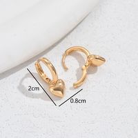 1 Pair Sweet Round Heart Shape Plating Copper 18K Gold Plated Huggie Earrings main image 2