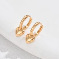 1 Pair Sweet Round Heart Shape Plating Copper 18K Gold Plated Huggie Earrings sku image 1