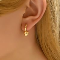 1 Pair Sweet Round Heart Shape Plating Copper 18K Gold Plated Huggie Earrings main image 8