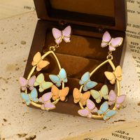 1 Pair Glam Simple Style Butterfly Enamel Plating 304 Stainless Steel 18K Gold Plated Drop Earrings main image 3