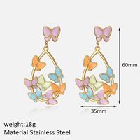 1 Pair Glam Simple Style Butterfly Enamel Plating 304 Stainless Steel 18K Gold Plated Drop Earrings main image 2