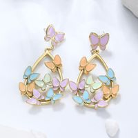 1 Pair Glam Simple Style Butterfly Enamel Plating 304 Stainless Steel 18K Gold Plated Drop Earrings main image 5