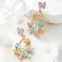 1 Pair Glam Simple Style Butterfly Enamel Plating 304 Stainless Steel 18K Gold Plated Drop Earrings main image 4