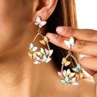 1 Pair Glam Simple Style Butterfly Enamel Plating 304 Stainless Steel 18K Gold Plated Drop Earrings main image 1