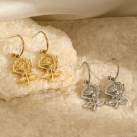 1 Pair Romantic Rose Plating 304 Stainless Steel 18K Gold Plated Drop Earrings main image 4