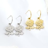 1 Pair Romantic Rose Plating 304 Stainless Steel 18K Gold Plated Drop Earrings main image 6