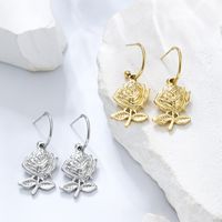 1 Pair Romantic Rose Plating 304 Stainless Steel 18K Gold Plated Drop Earrings main image 5