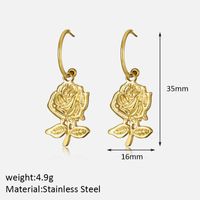 1 Pair Romantic Rose Plating 304 Stainless Steel 18K Gold Plated Drop Earrings sku image 2