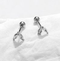 1 Pair Simple Style Solid Color Fish Tail Plating Inlay Stainless Steel Zircon Ear Studs main image 1