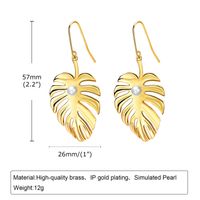 1 Pair Vintage Style Leaves Plating Brass Gold Plated Drop Earrings sku image 1