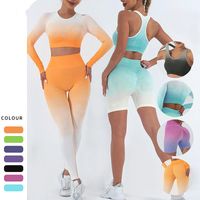 Fitness Simple Style Gradient Color Nylon Round Neck Tracksuit main image 1