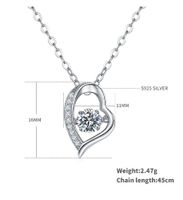 Sterling Silver Simple Style Shiny Heart Shape Gra Plating Inlay Moissanite Necklace main image 2