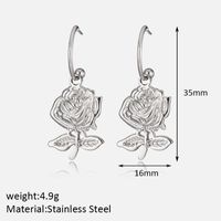 1 Pair Romantic Rose Plating 304 Stainless Steel 18K Gold Plated Drop Earrings sku image 1